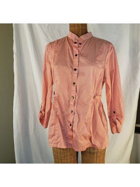 Christopher & Banks Peach/Pink Long Sleeve Button Down Shirt Jacket - Size M